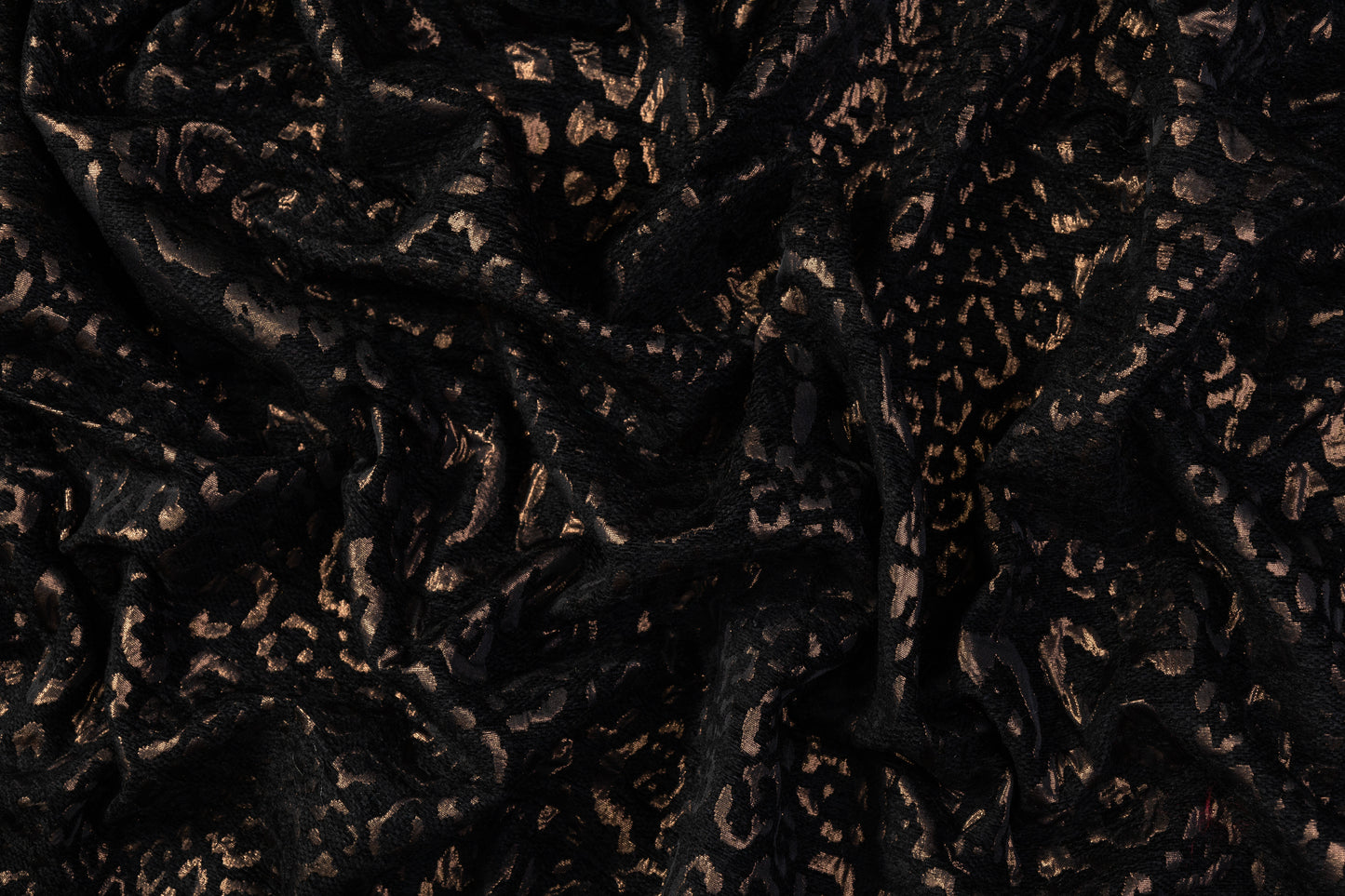 Italian Cheetah Chenille Metallic Brocade - Black / Bronze