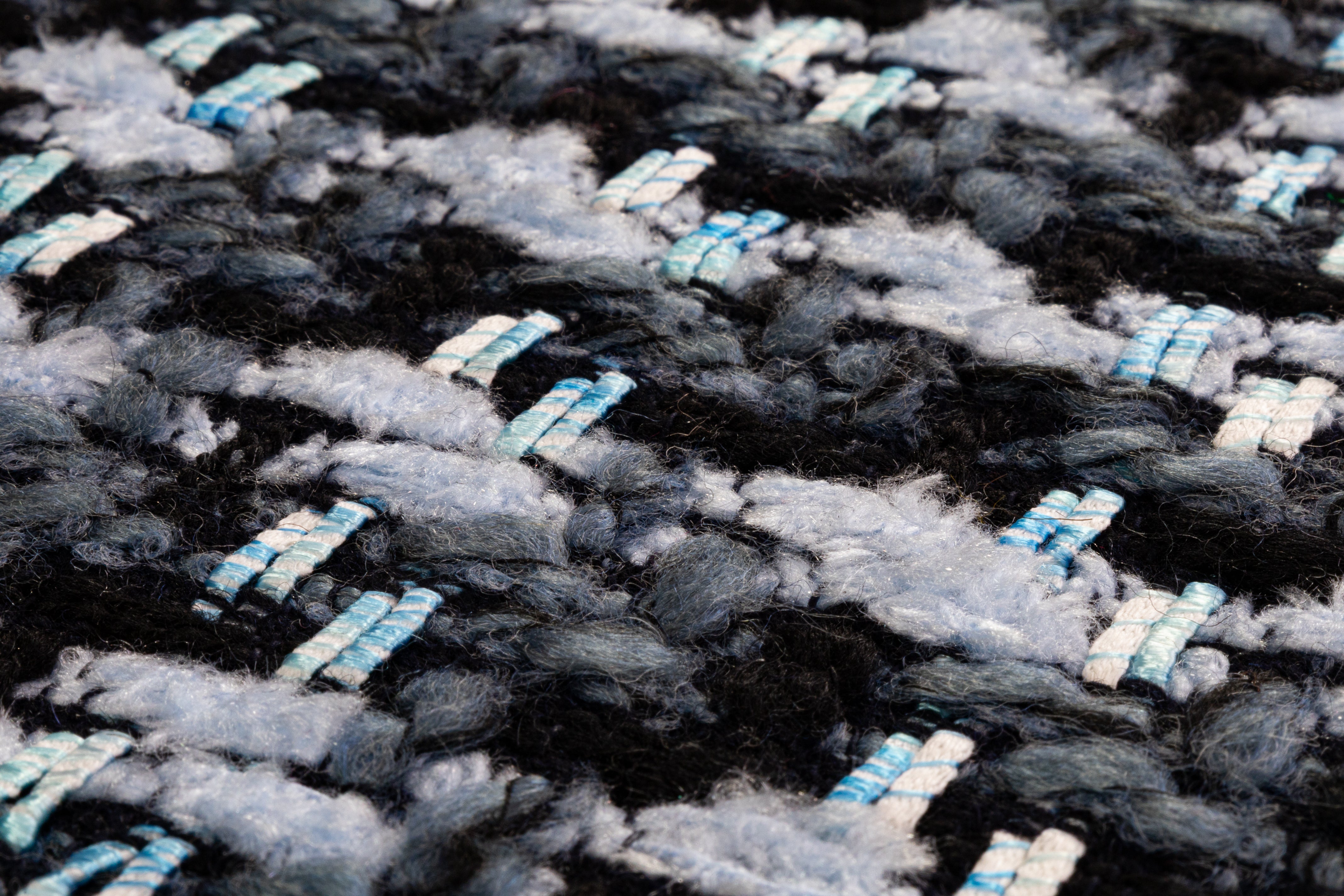 Italian Wool Blend Tweed Coating - Blue / Gray / Black / White