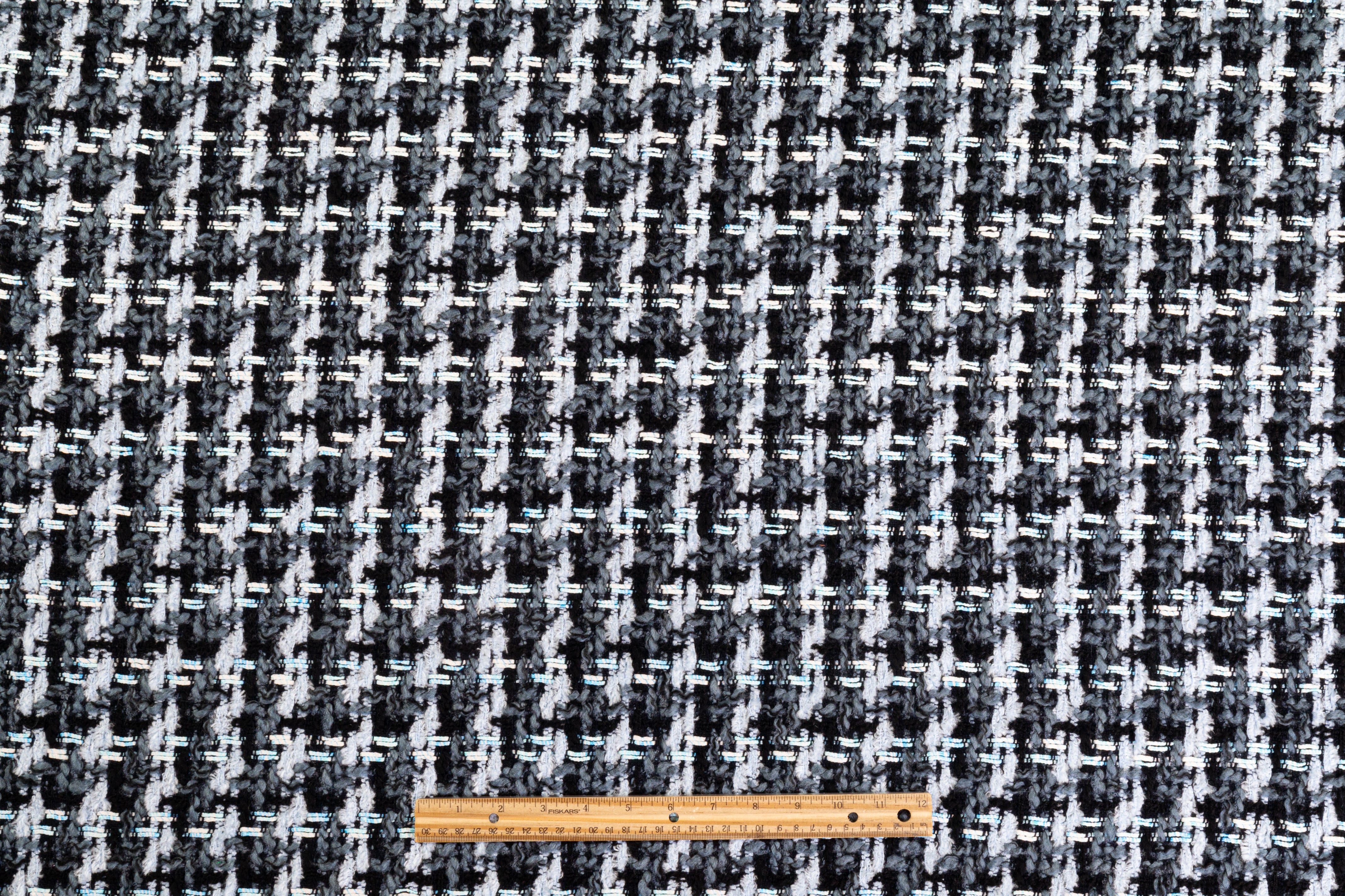 Italian Wool Blend Tweed Coating - Blue / Gray / Black / White