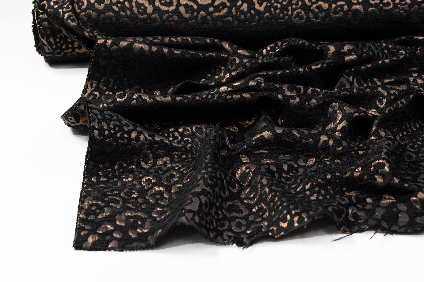 Italian Cheetah Chenille Metallic Brocade - Black / Bronze