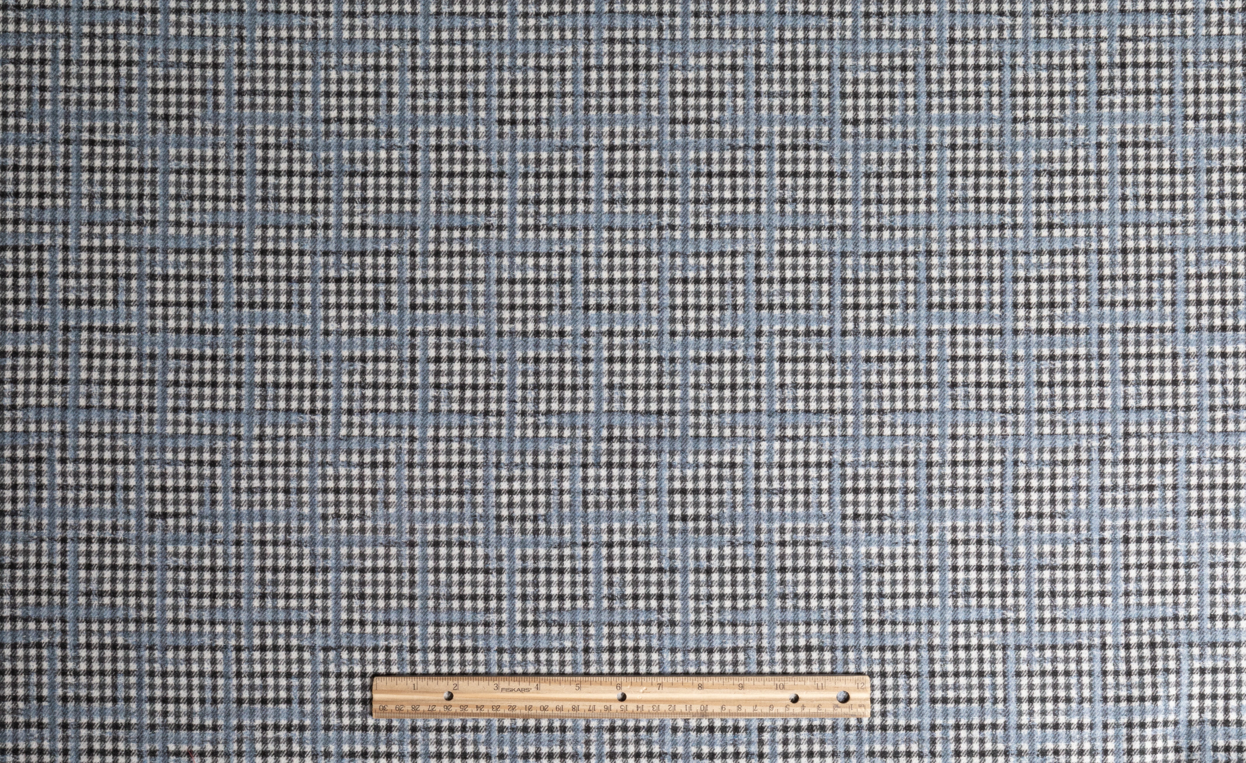 Armani - Checked Italian Wool Coating - Blue / White / Black