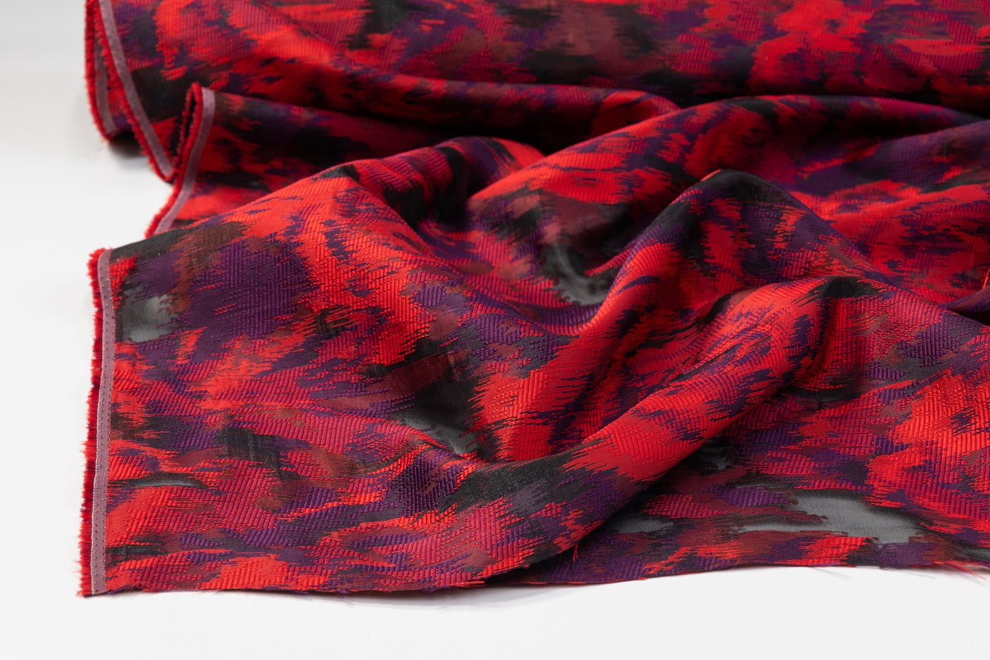 Abstract Polyester Fil Coupé - Red / Purple