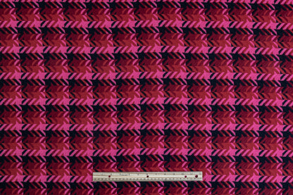 Broken Herringbone Italian Wool Blend Coating - Red / Pink / Maroon / Black