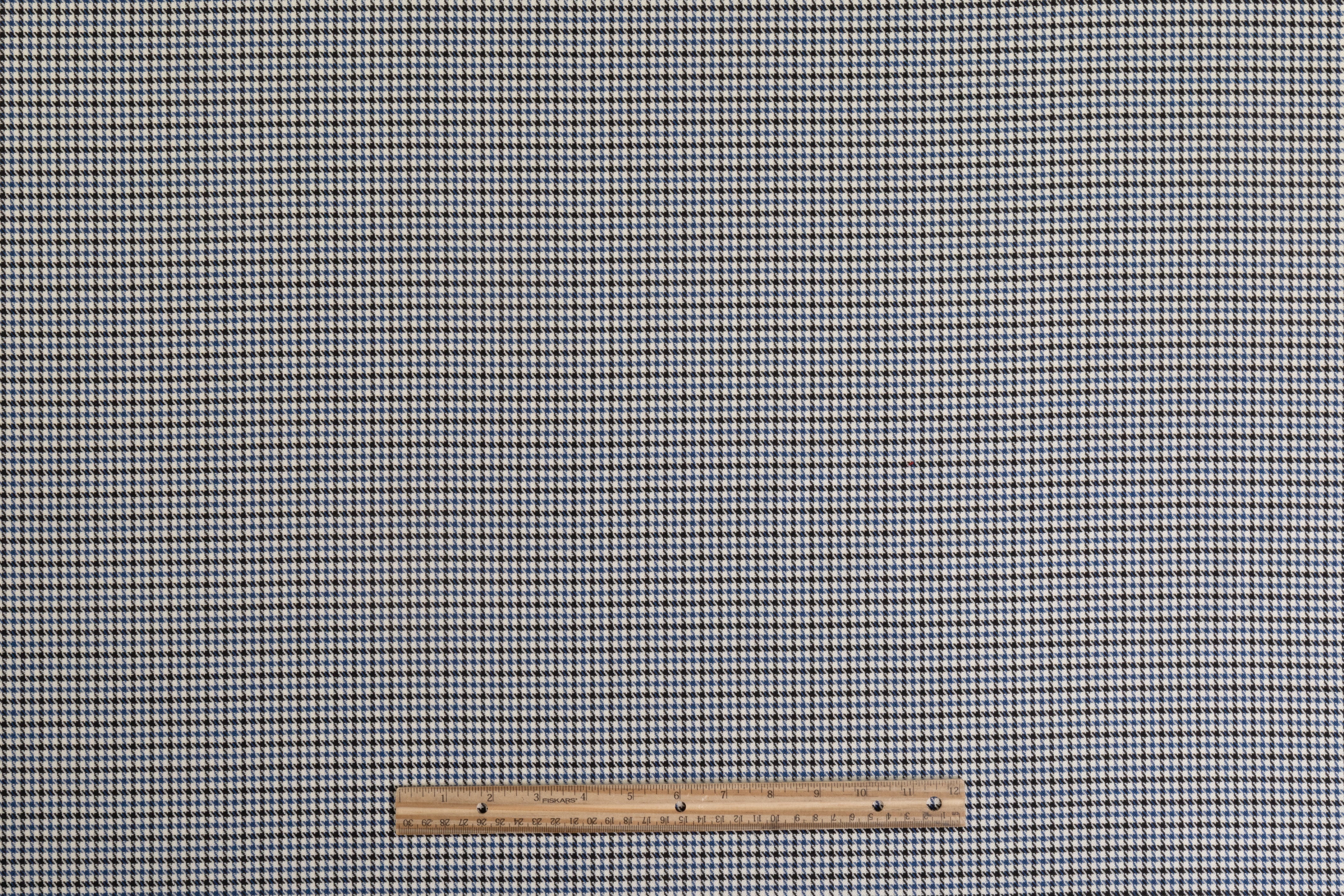 Lanificio TG di Fabio - Italian Silk and Wool Houndstooth Suiting - Blue / Black / White