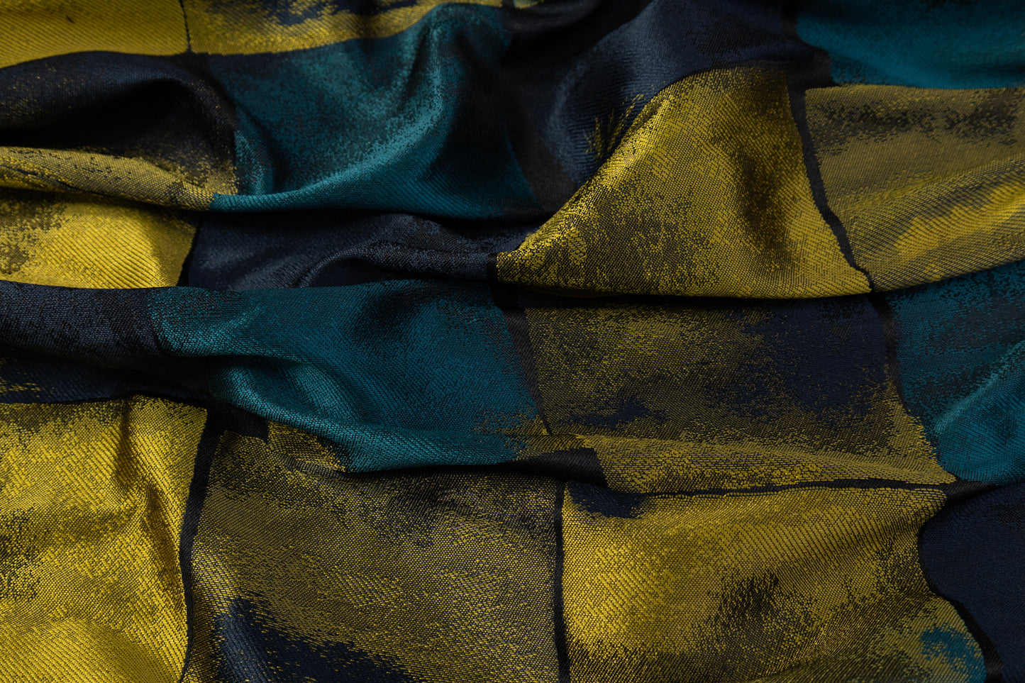 Italian Patch Design Brocade - Teal / Yellow