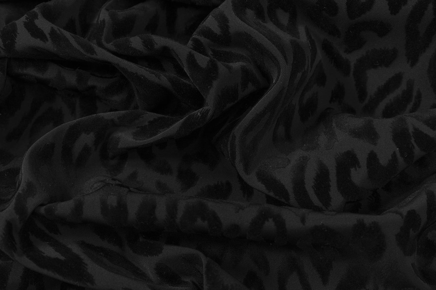Italian Poly Cotton Denim with Cheetah Flocking - Black