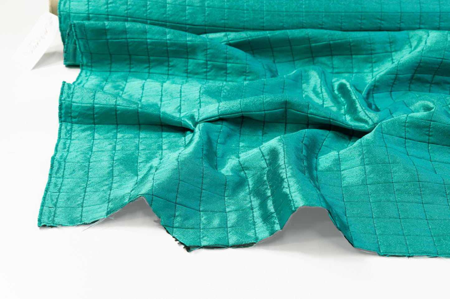 Quilted Metallic Polyester - Teal Green