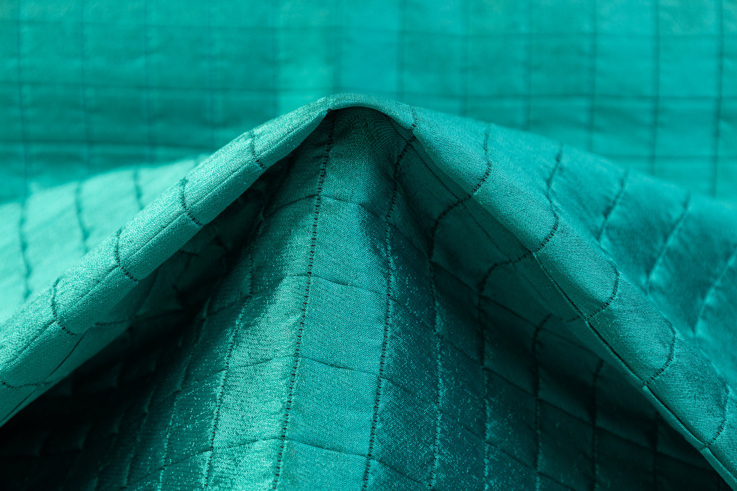 Quilted Metallic Polyester - Teal Green