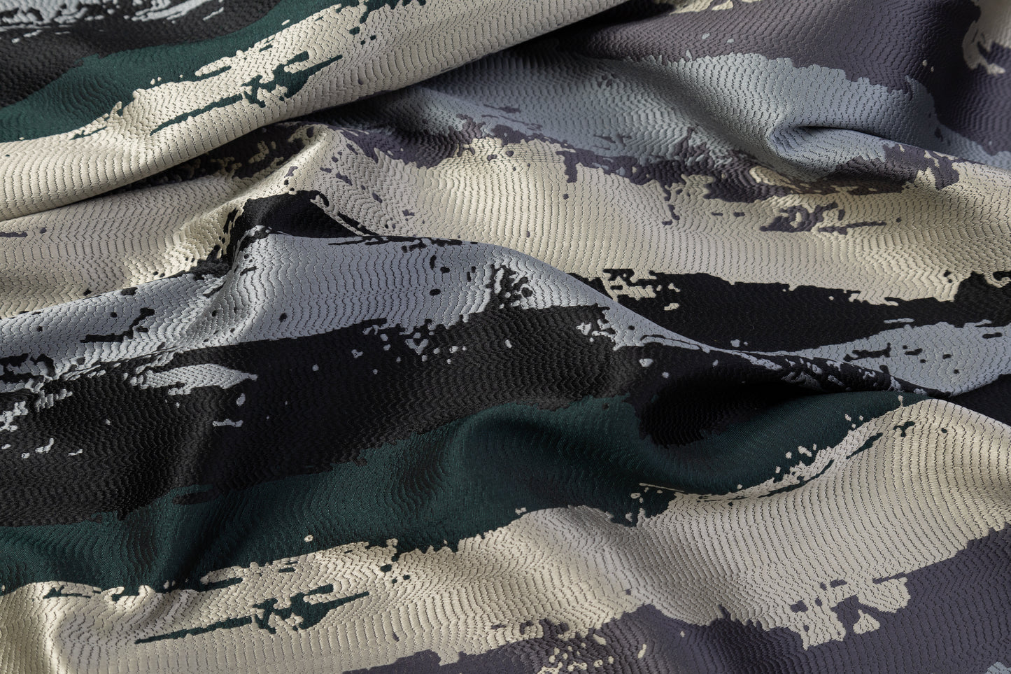 Striped Metallic Brocade - Green / Gray / Black