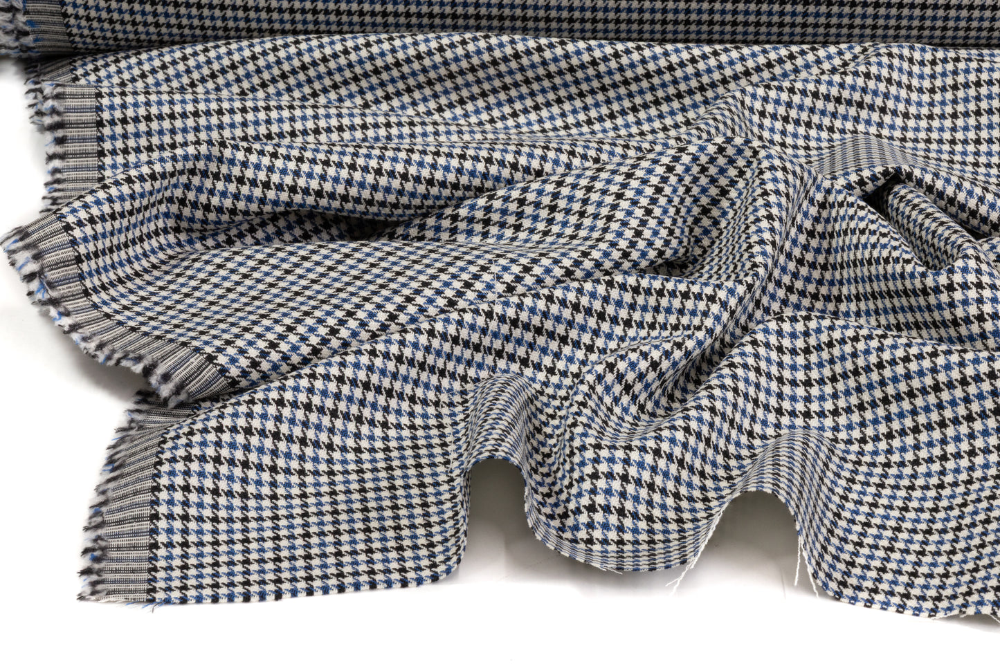 Lanificio TG di Fabio - Italian Silk and Wool Houndstooth Suiting - Blue / Black / White