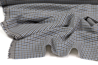 Lanificio TG di Fabio - Italian Silk and Wool Houndstooth Suiting - Blue / Black / White
