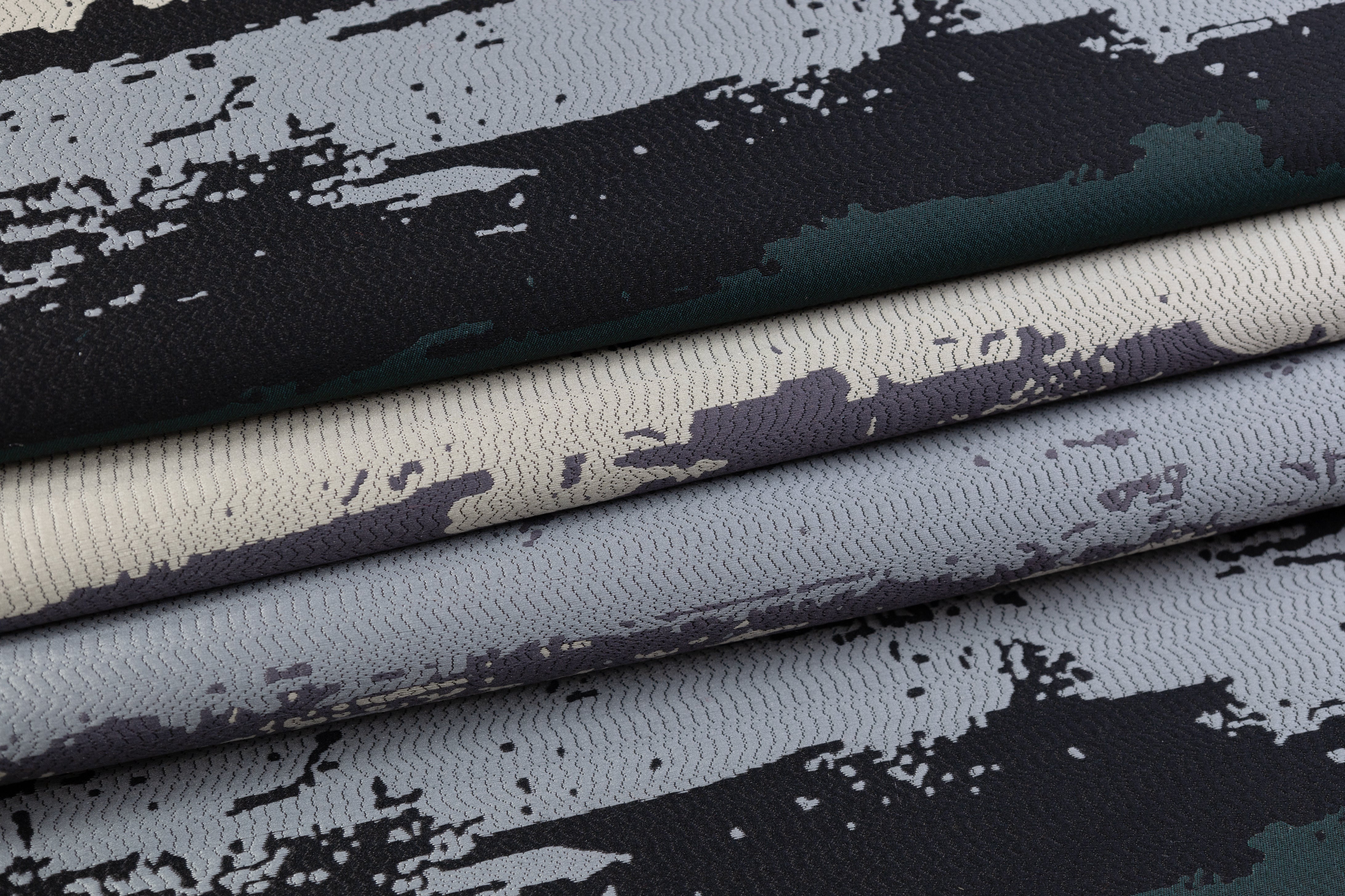 Striped Metallic Brocade - Green / Gray / Black