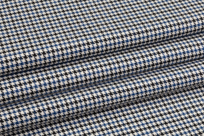 Lanificio TG di Fabio - Italian Silk and Wool Houndstooth Suiting - Blue / Black / White