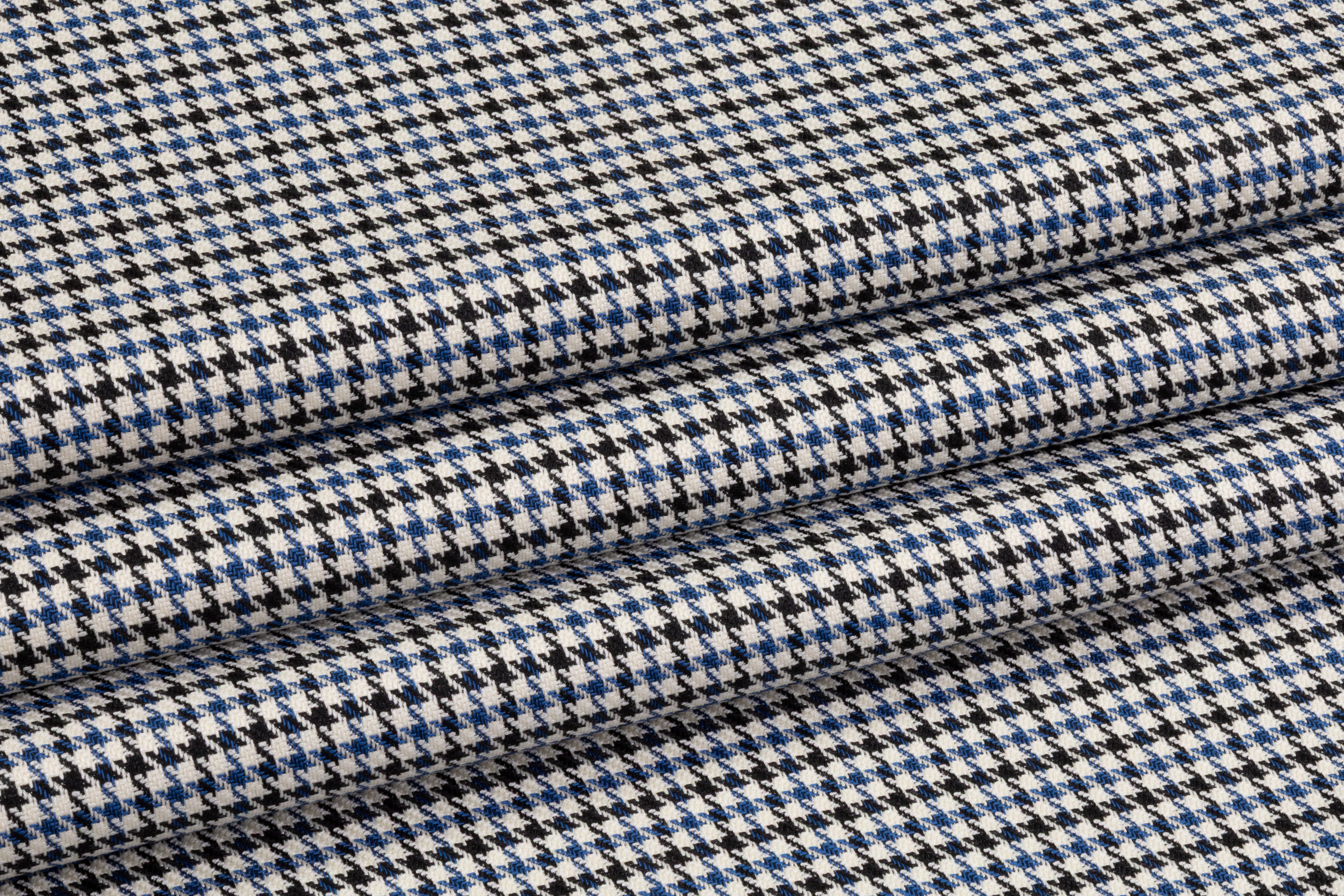 Lanificio TG di Fabio - Italian Silk and Wool Houndstooth Suiting - Blue / Black / White
