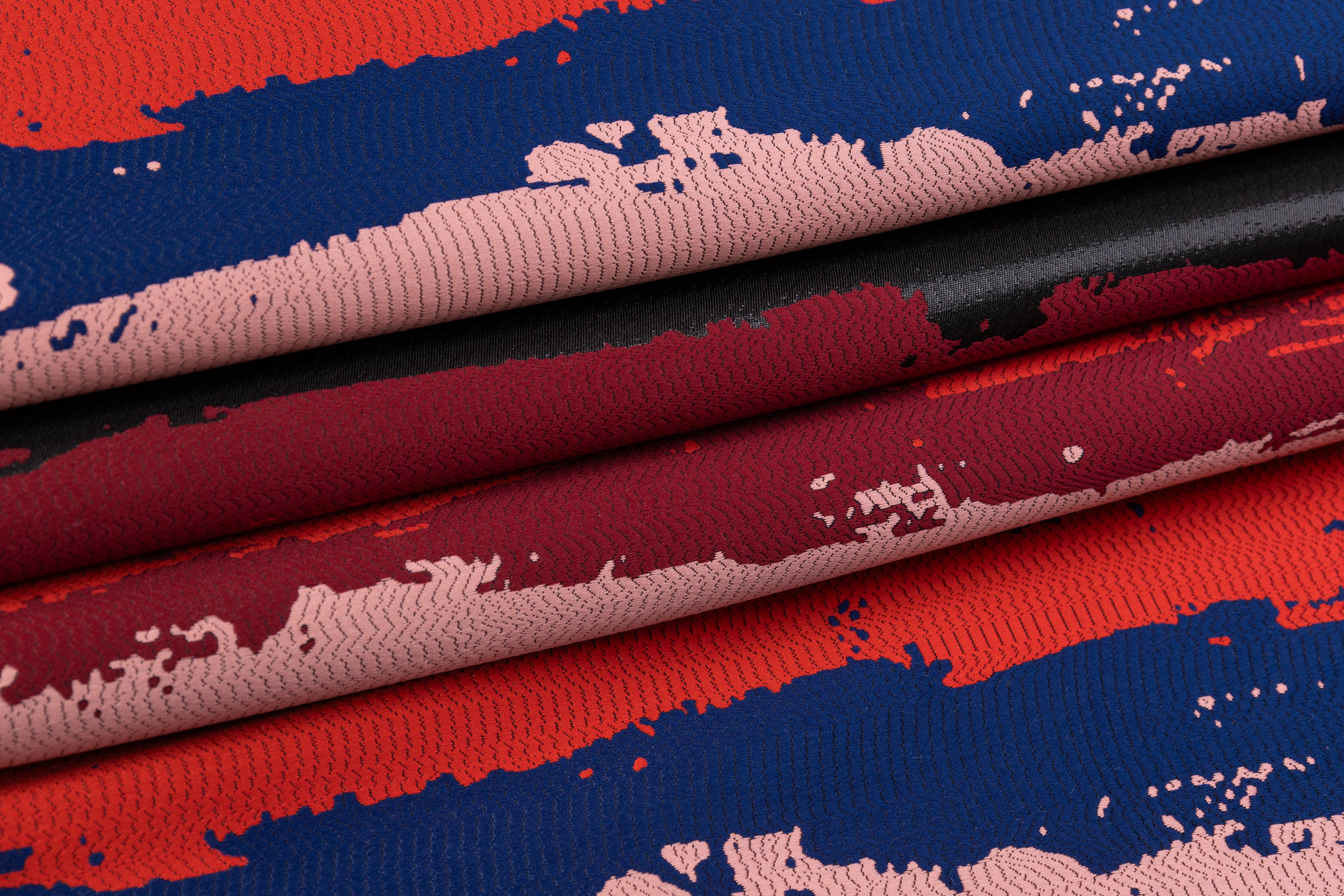 Striped Metallic Brocade - Red / Blue / Pink / Black