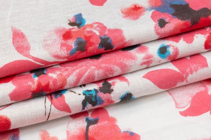 Floral Italian Linen - Pink / Blue / White