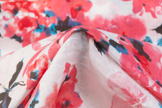 Floral Italian Linen - Pink / Blue / White