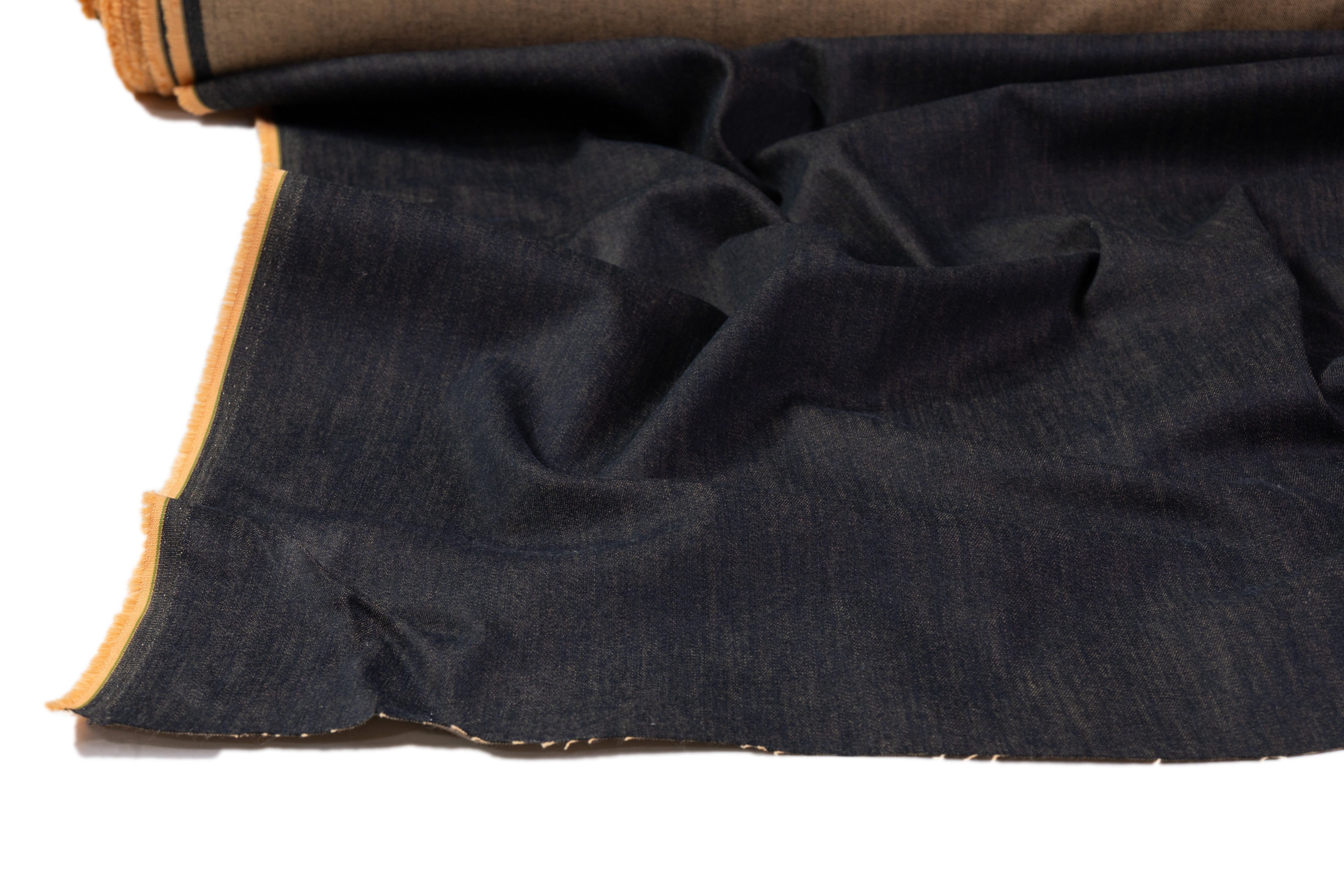 Italian Stretch Denim - Indigo / Honey Brown