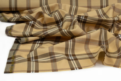 Tartan Italian Virgin Wool Suiting - Beige / Brown