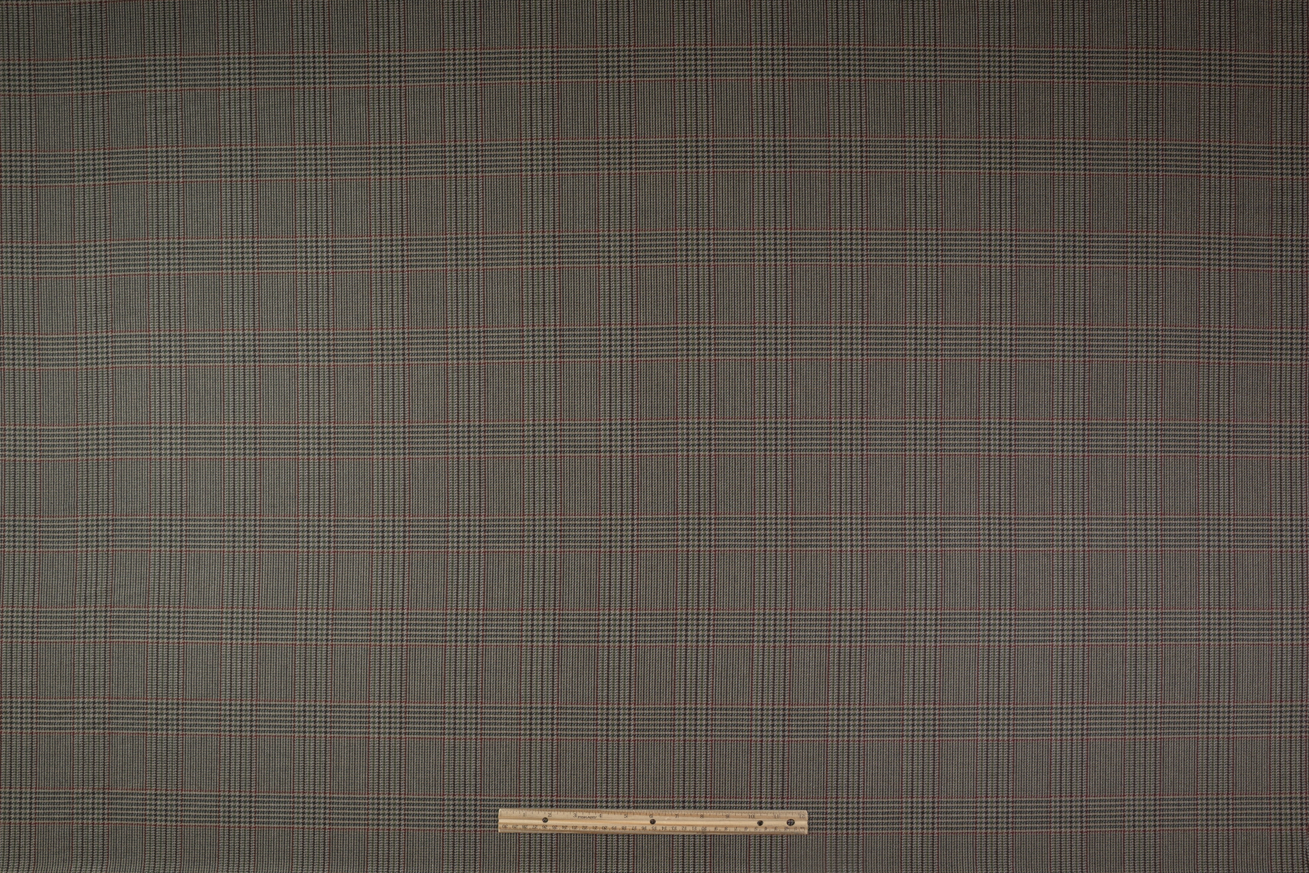Glen Check Italian Wool Suiting - Green / Beige / Maroon