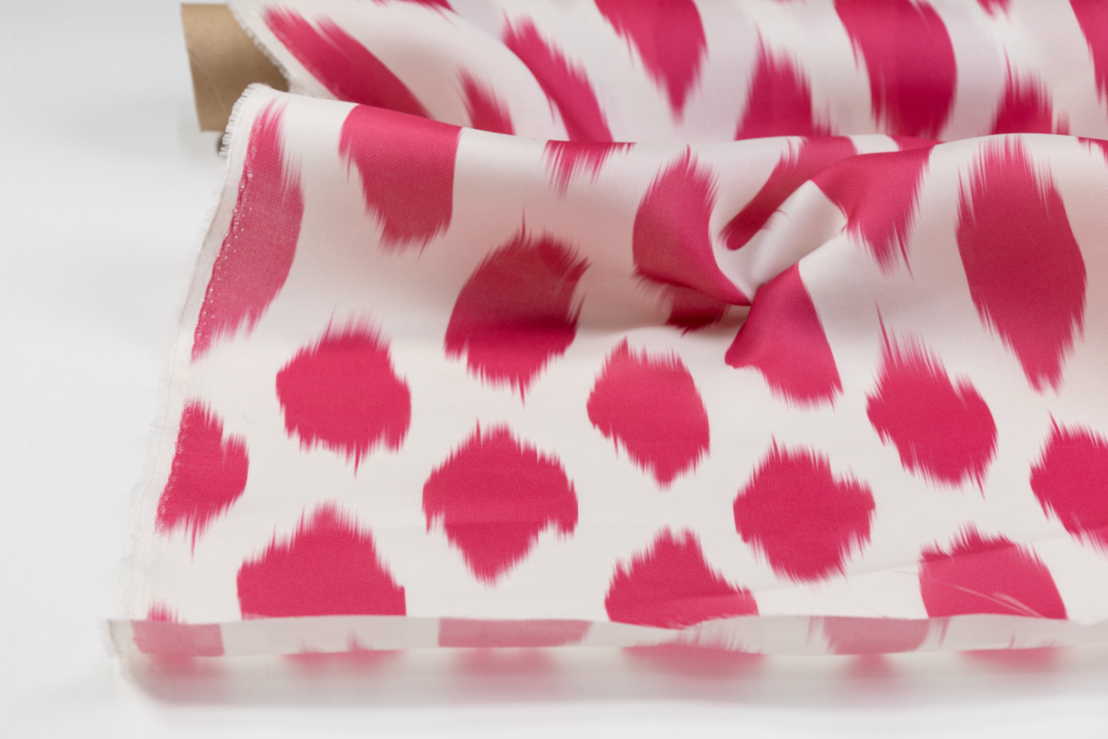 Printed Italian Silk Gazar - Magenta / White