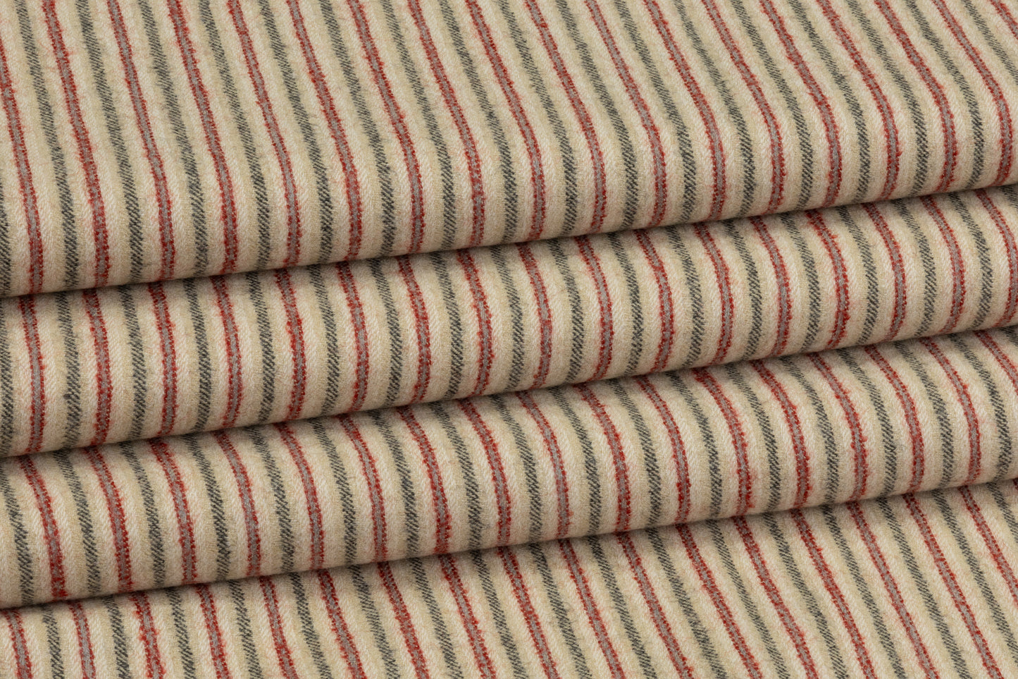 Striped English Wool Flannel Suiting - Beige / Green / Red