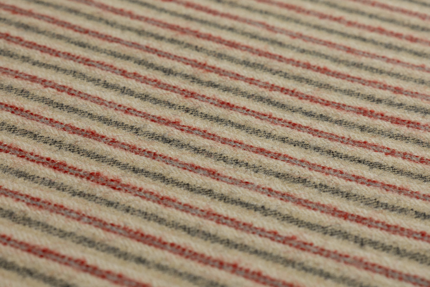 Striped English Wool Flannel Suiting - Beige / Green / Red