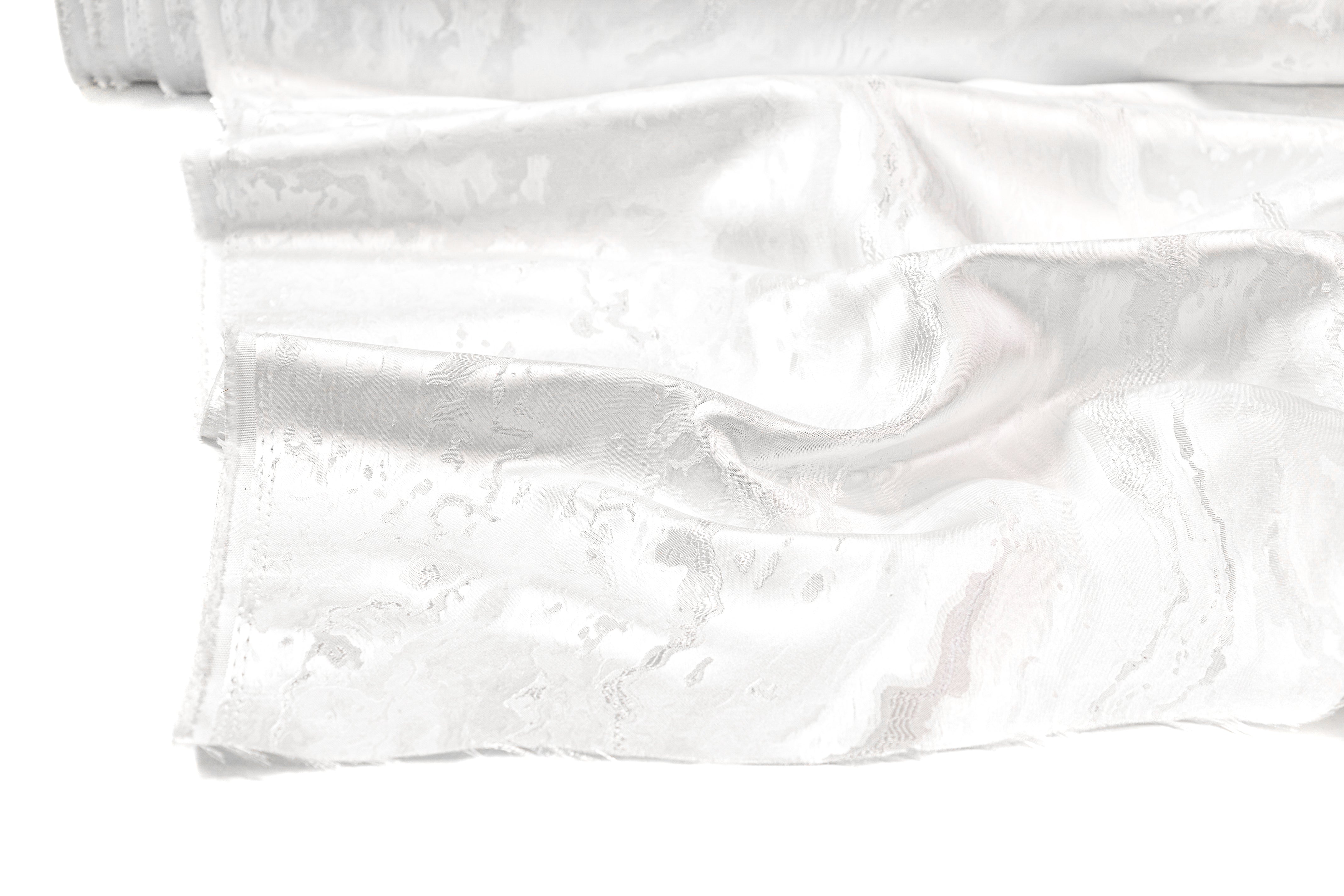 Abstract Metallic Brocade - Winter White
