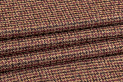 Cerruti - Houndstooth Italian Wool Cashmere Suiting - Brown / Burgundy
