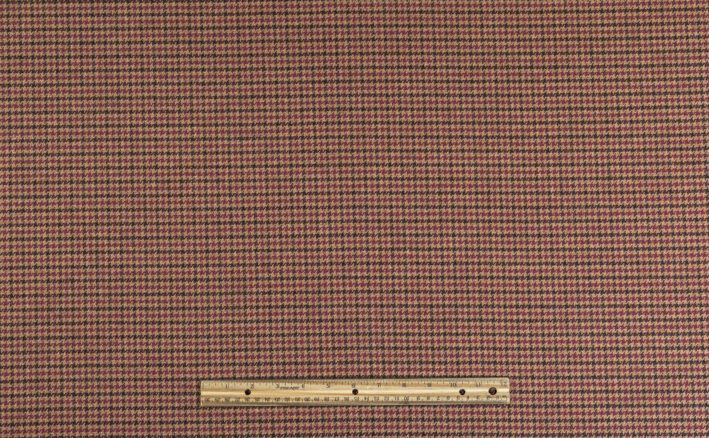 Cerruti - Houndstooth Italian Wool Cashmere Suiting - Brown / Burgundy