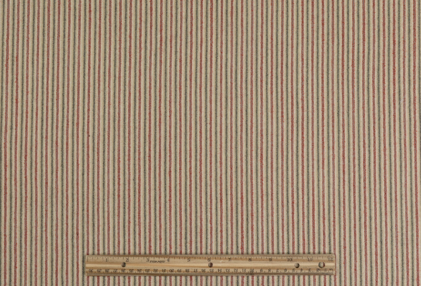 Striped English Wool Flannel Suiting - Beige / Green / Red
