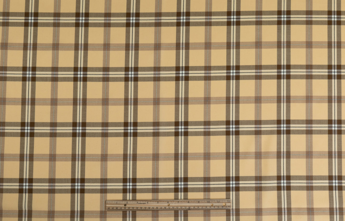 Tartan Italian Virgin Wool Suiting - Beige / Brown