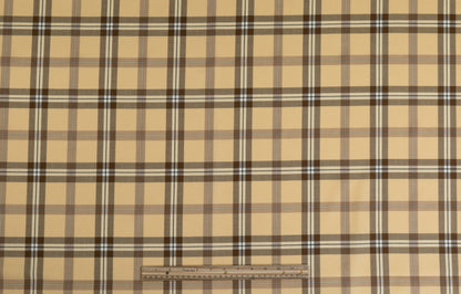 Tartan Italian Virgin Wool Suiting - Beige / Brown