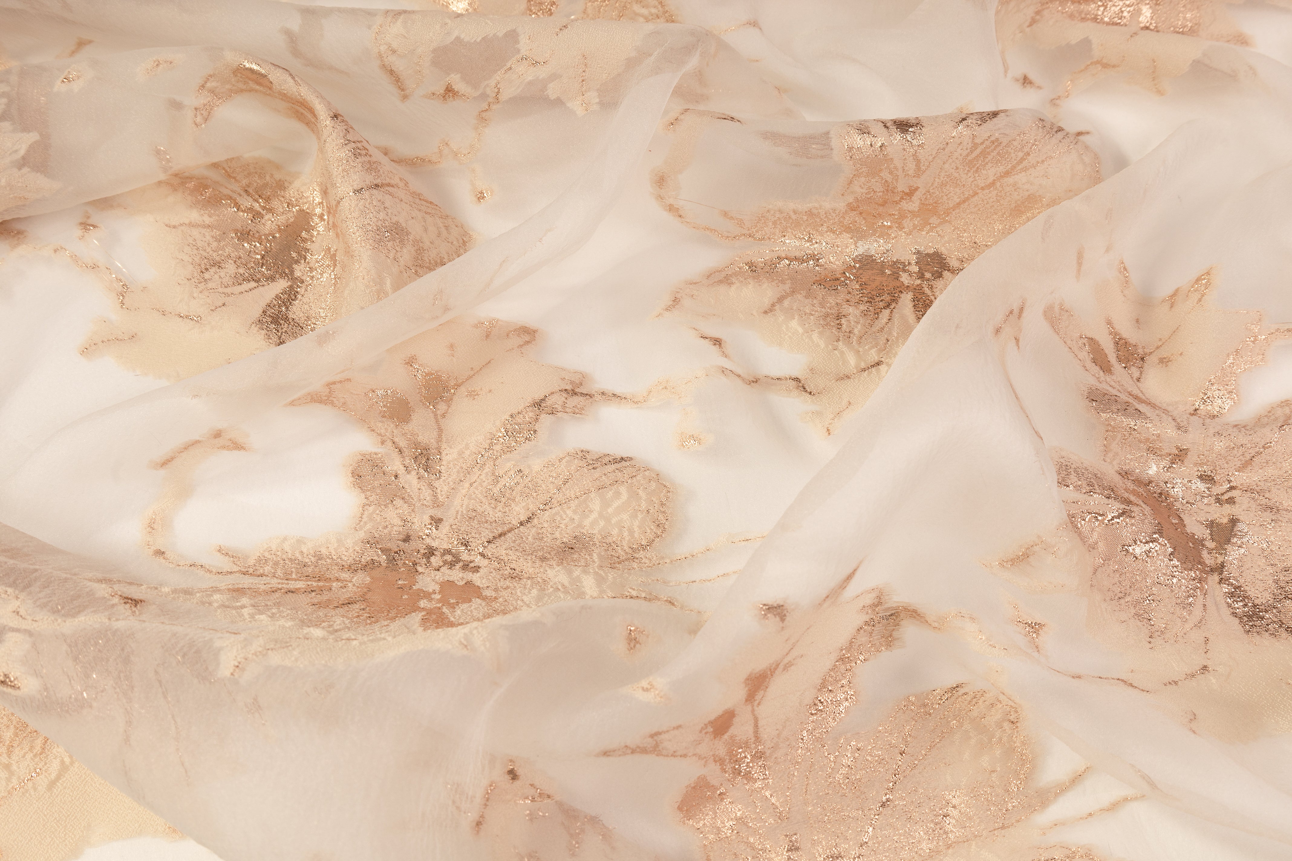 Floral Metallic Organza Fil Coupé - Gold