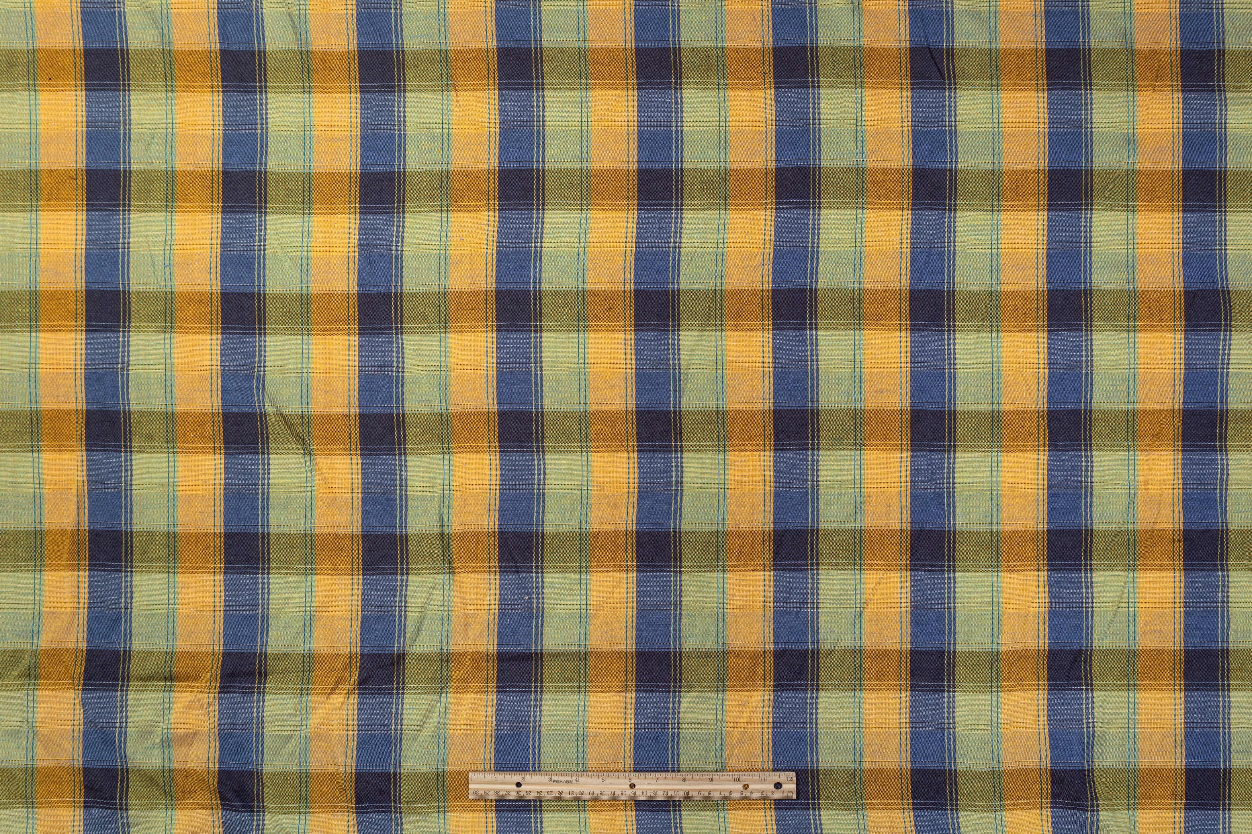 Checked Italian Linen - Green / Blue / Yellow