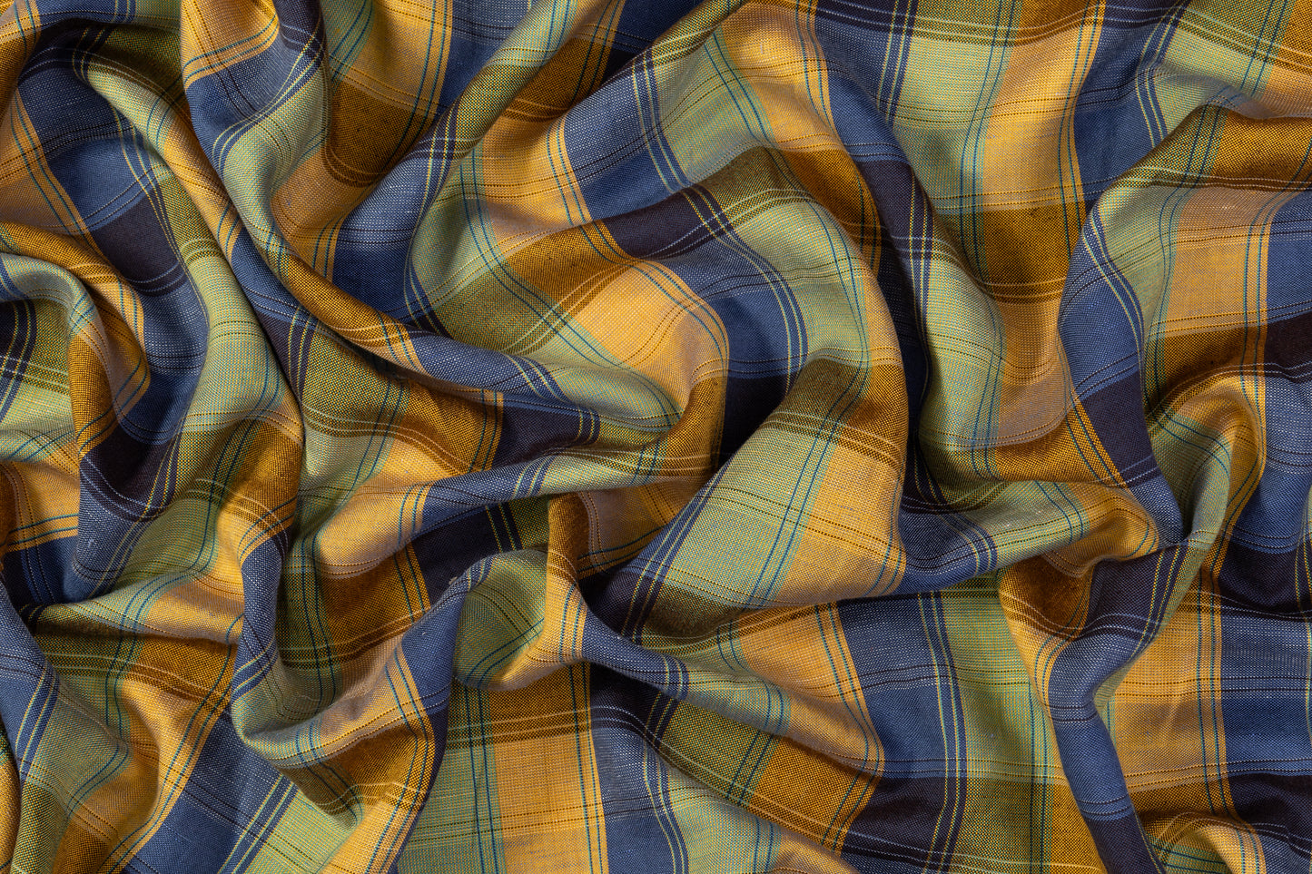 Checked Italian Linen - Green / Blue / Yellow