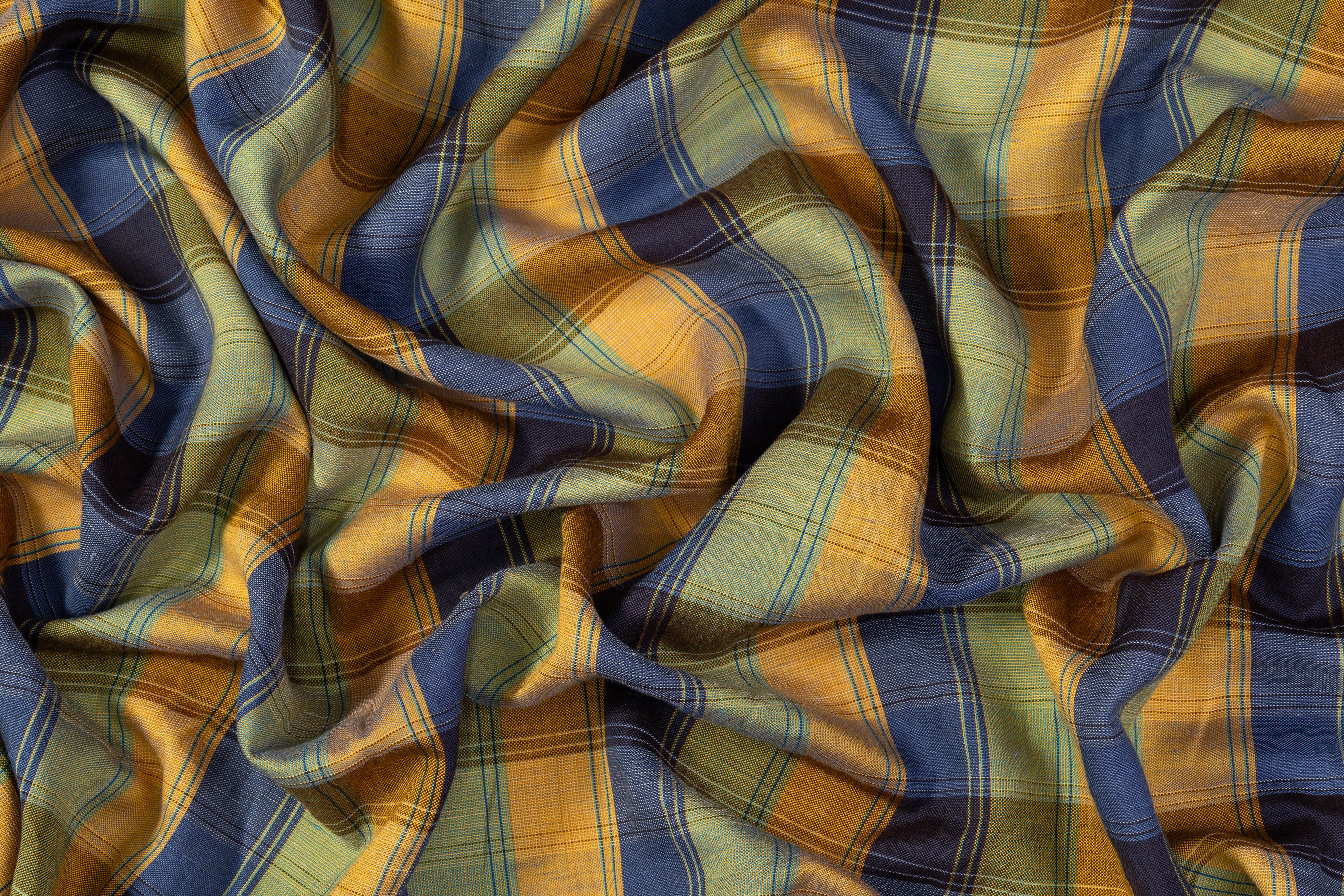 Checked Italian Linen - Green / Blue / Yellow