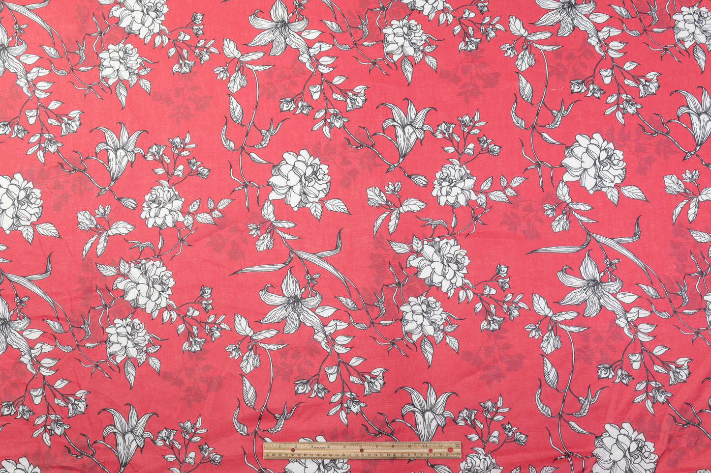 Floral Italian Linen - Pastel Red