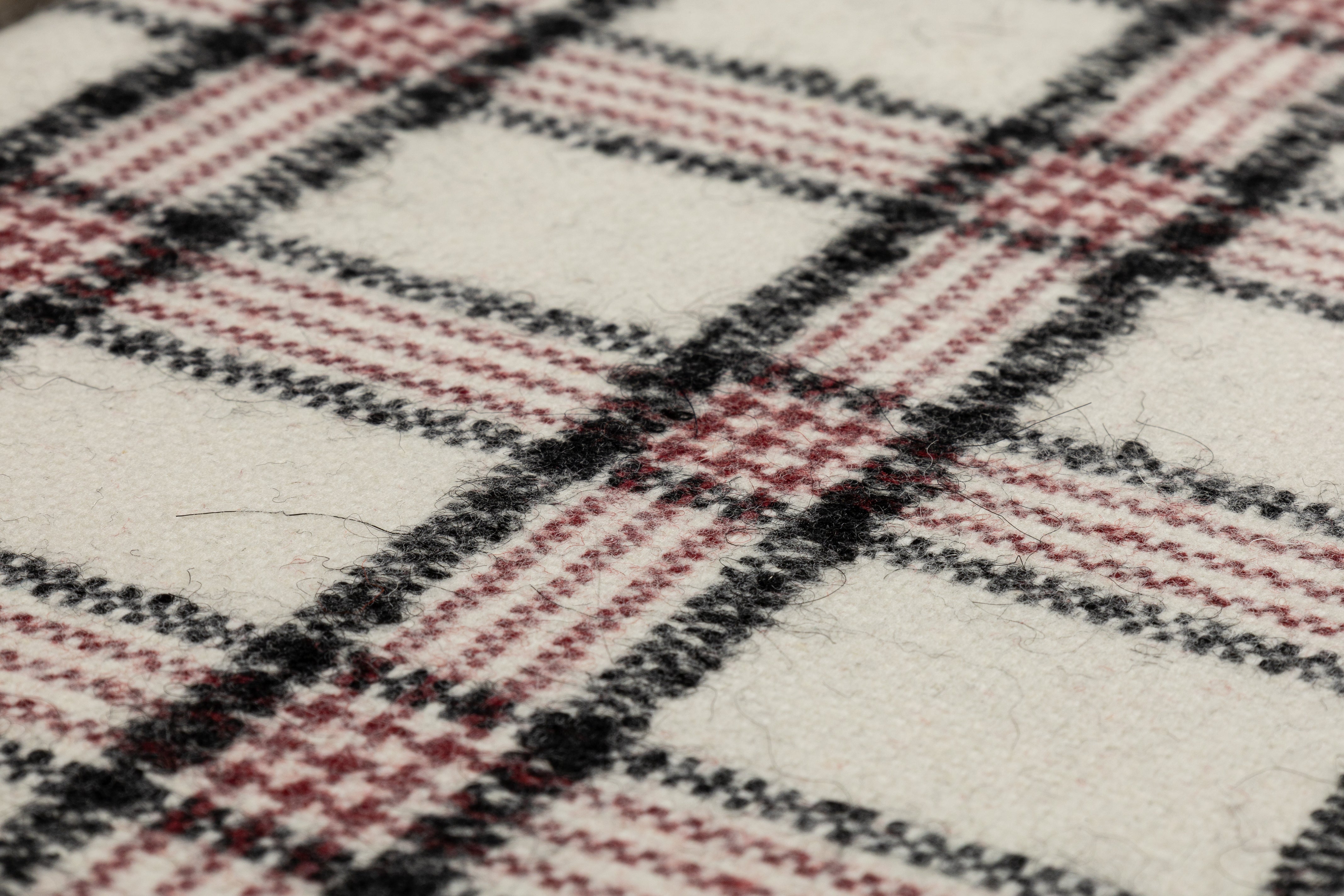 Checked Italian Wool Blend -  Off White / Black / Red