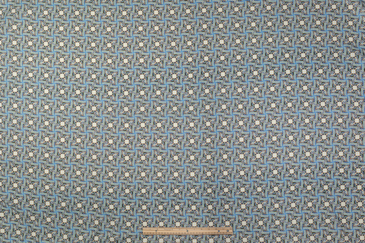 Printed Italian Linen - Blue / Green