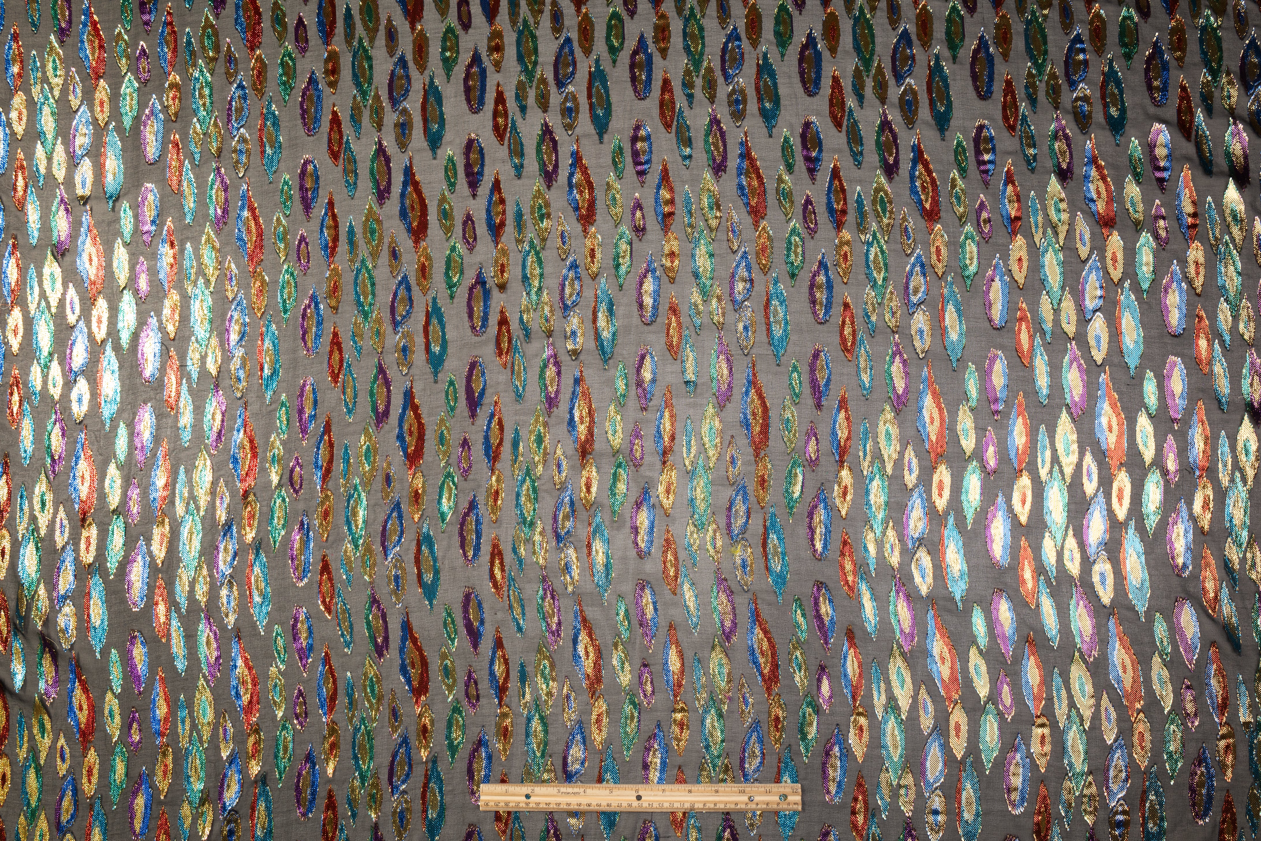 Metallic Italian Silk Chiffon Fil Coupé - Black / Multicolor