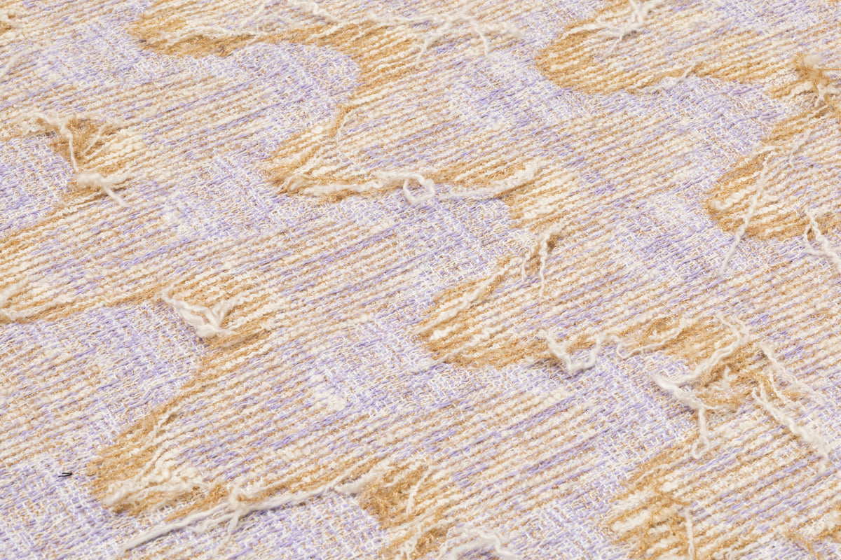 Fringed Metallic Italian Cotton Blend Tweed - Lavender / Sand