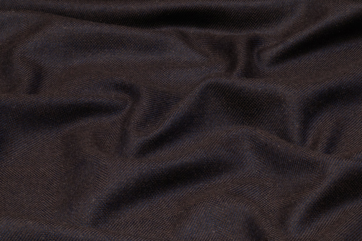 Two Tone Checked Italian Wool Suiting - Brown / Navy