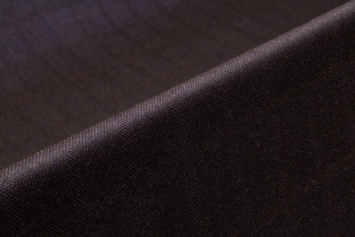 Two Tone Checked Italian Wool Suiting - Brown / Navy