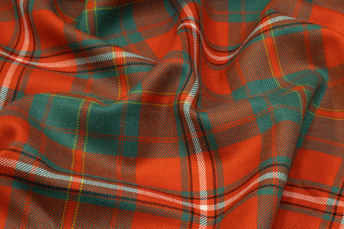 Plaid Italian Wool Suiting - Orange / Green