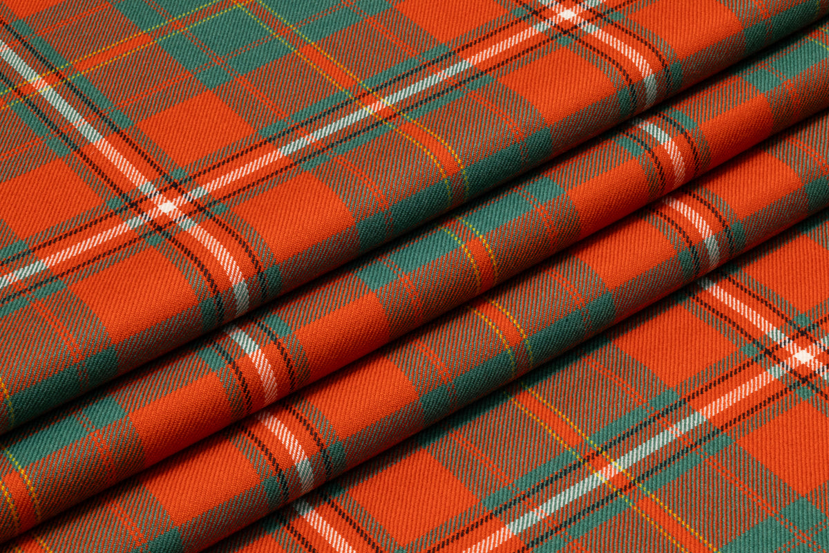 Plaid Italian Wool Suiting - Orange / Green