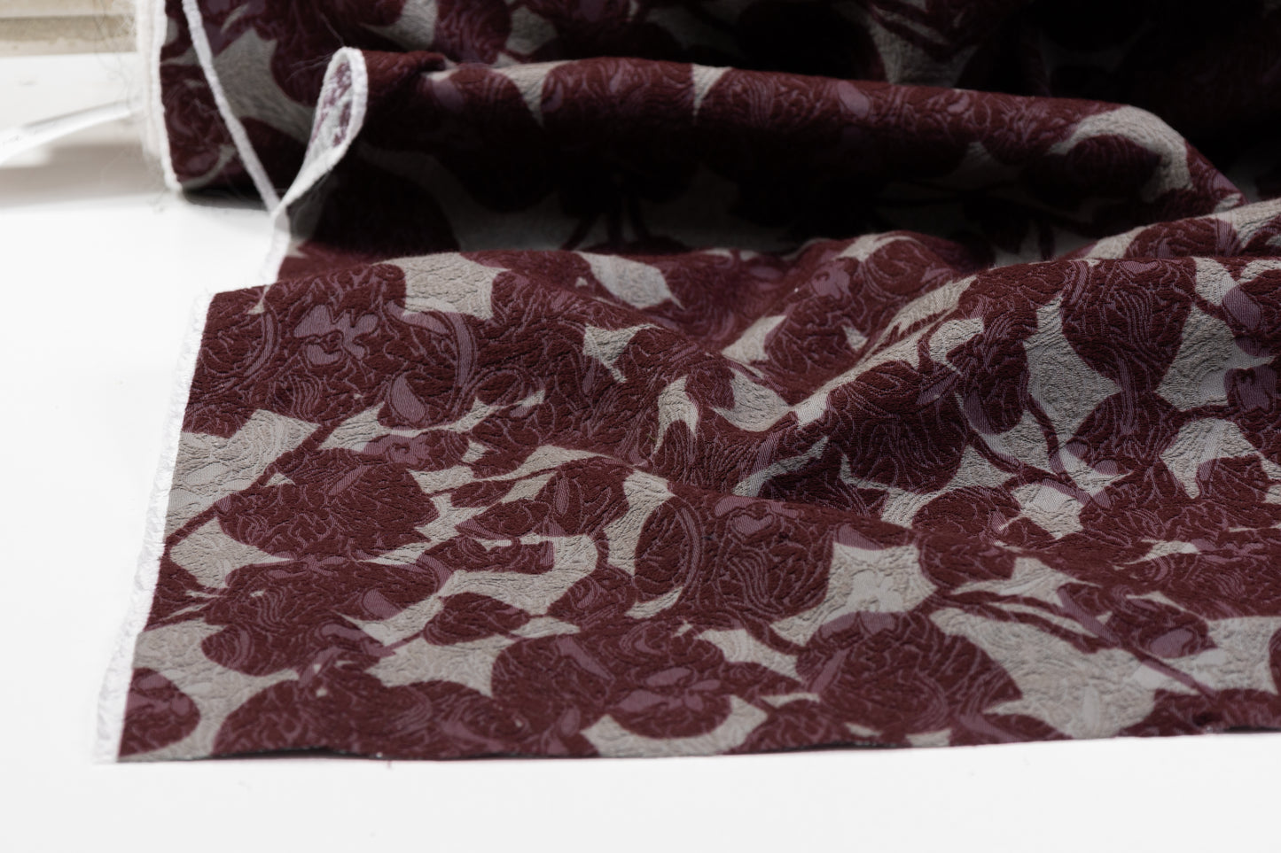 Abstract Italian Cotton Blend Brocade - Burgundy / Taupe
