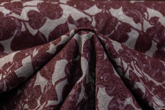 Abstract Italian Cotton Blend Brocade - Burgundy / Taupe