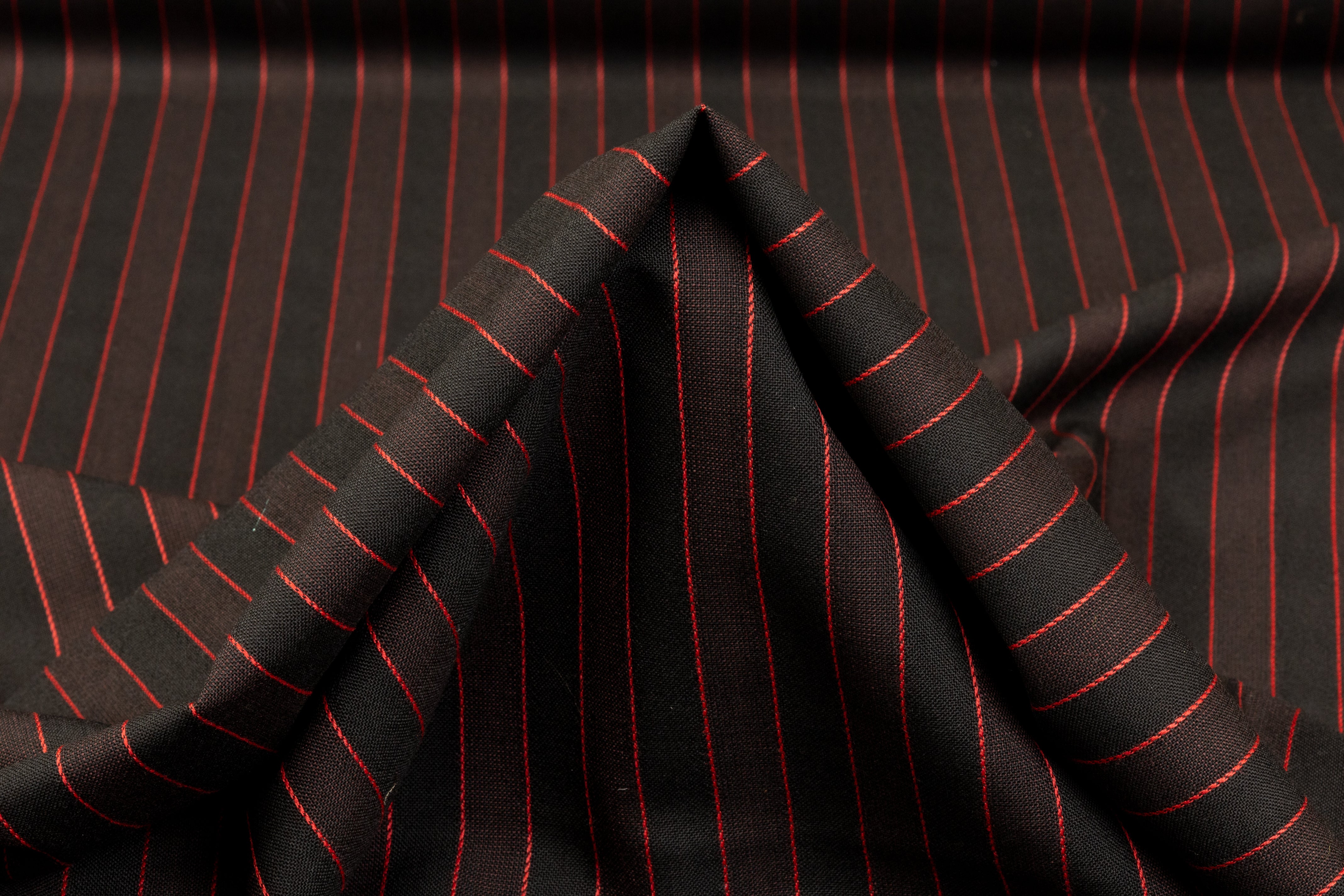 Alexander McQueen - Striped Italian Wool Suiting - Black / Red