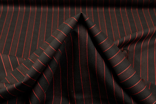 Alexander McQueen - Striped Italian Wool Suiting - Black / Red